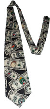 LOONEY TUNES Mania Neck Tie 100's Money LOONEY FRIENDS Dated c 1995