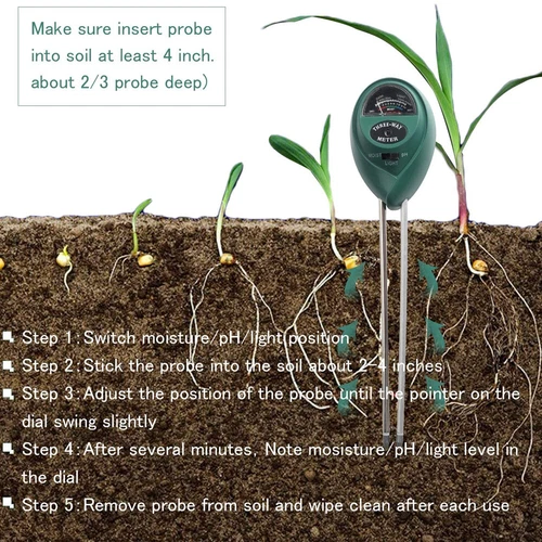 3 in 1 Soil Moister Tester Water pH Light Test Meter Kit Gardening Grass Plants - Picture 5 of 11
