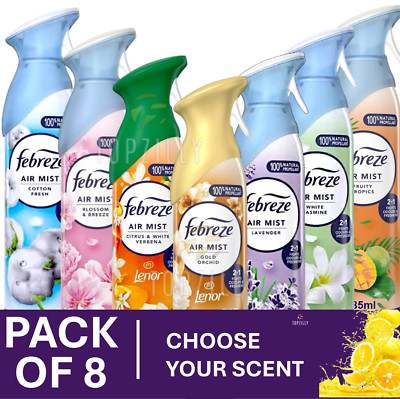 8 x Febreze Air Mist Lufterfrischer beseitigt Gerüche Spray 185 ml ausgewählte Düfte