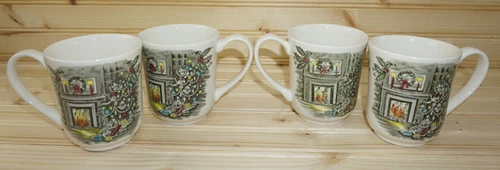 Johnson Brothers Merry Christmas (4) Mugs, 3 7/8"  (Box #3)