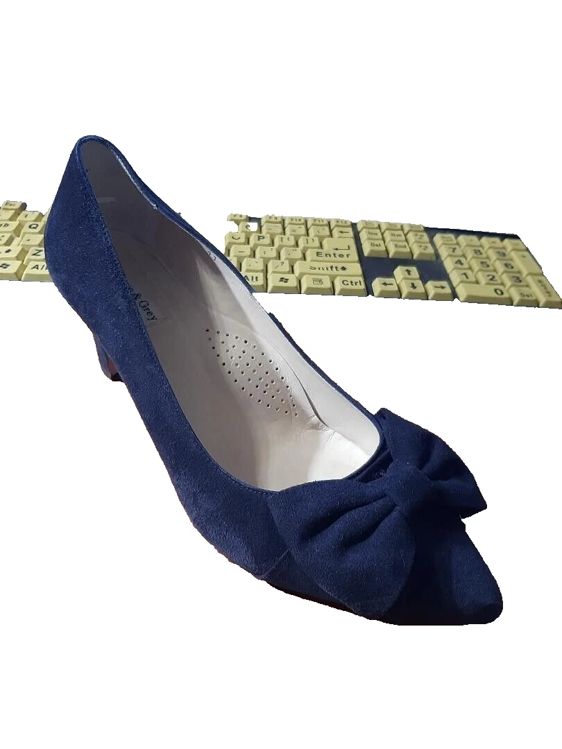 Sargasso Grey TILDA WIDE WIDTH KITTEN HEELS BLACK SUEDE SzUS10