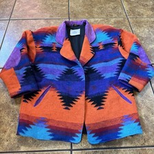 VTG Pioneer Wear Coat Aztec Lined SouthWest Western Jacket Made USA 12 Wool