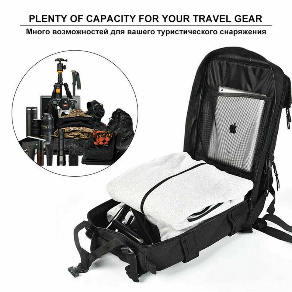 30L-70L Large Military Tactical Backpack For Men Molle Daypack 3 Day Bug Out Bag - Image 4 of 4