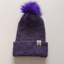 Handmade Purple/Lilac Pom Pom Hat With Detachable Purple Pom Pom 2-3 Years