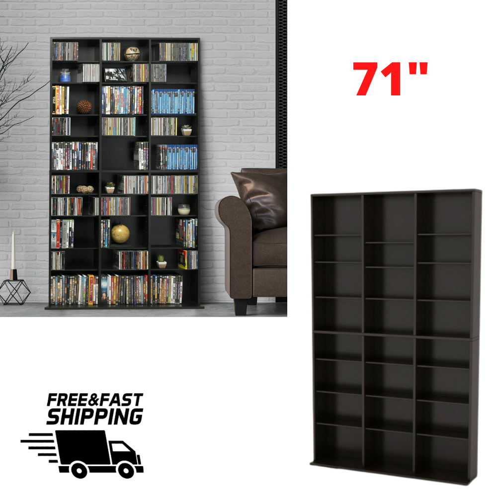 US Media Storage Shelf 504 DVDs, 1080 CDs Rack Adjustable Shelving 71