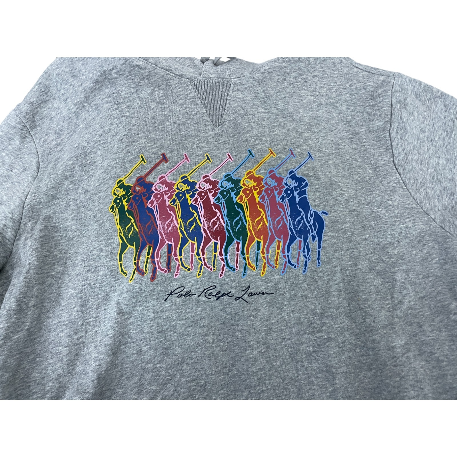 Polo Ralph Lauren Big Pony felpa con cappuccio uomo XL grigio erica coulisse nuova con etichette