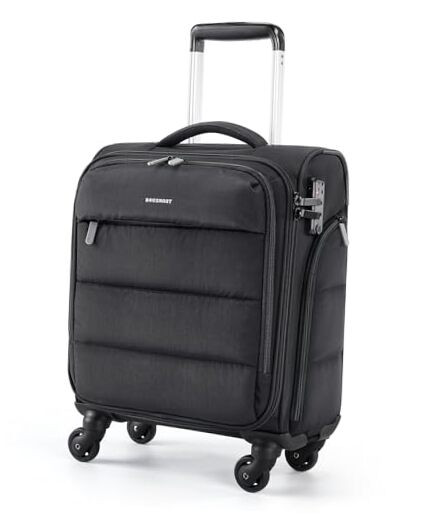 16-Inch Black Underseat Carry-On Luggage with Wheels for Travel-image