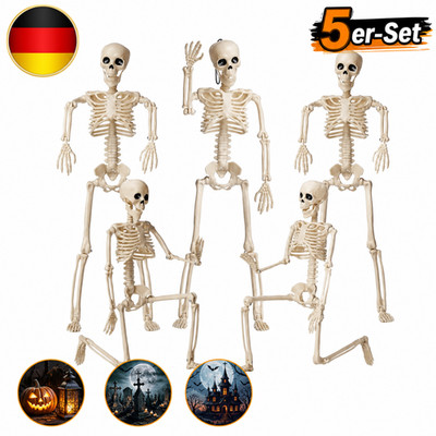HALLOWEEN SKELETT 5 Stück Halloween Set Ganzkörper Skelett Figuren mit Spinnen