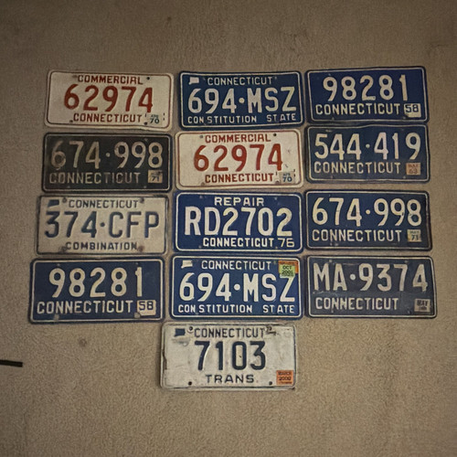 Lot of 13 Vintage Connecticut License Plates