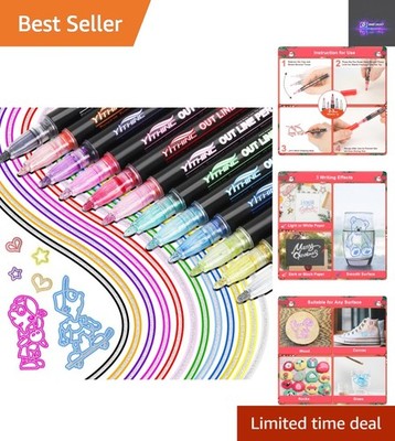 12er-Pack Glitzer Umriss Stifte: Ungiftige Metallmarker für die Kreativität von Kindern