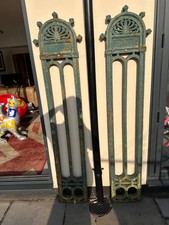 Antique Victorian Cast Iron Fence Columns Panel 6 foot Ornate Rare Features