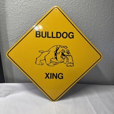 Bulldog Xing Crossing Sign 12x12 Yellow Thick Metal Dog Breed Warning