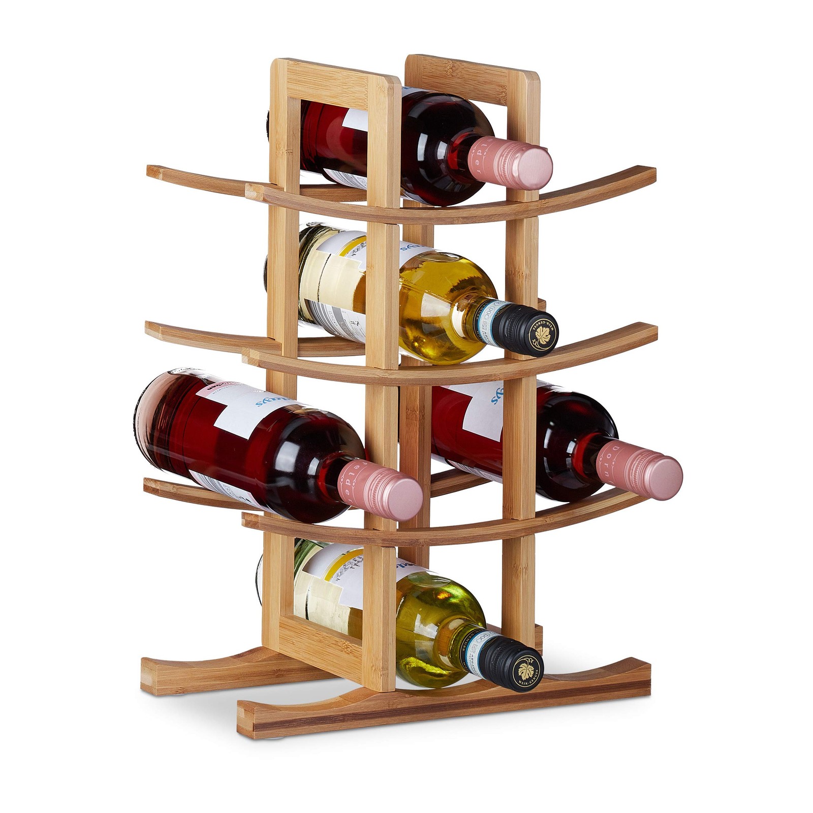 Étagère à vins en bambou noble petit présentoir autonome de 12 bouteilles