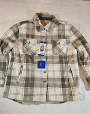 Sage Women's Plaid Super Plush Sherpa Lined Fleece Shirt Jacket, Green, Size L