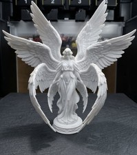3D Printed Guardian Angel Statue Seraphim Figurine Wings White Plastic Ornament