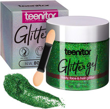 Green Body Glitter Gel, Face Glitter Makeup, Green Glitter, Hair Glitter Gel for
