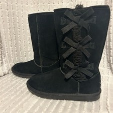 Koolaburra by UGG Kids size 4 Victoria Tall Black Suede Bow Boots