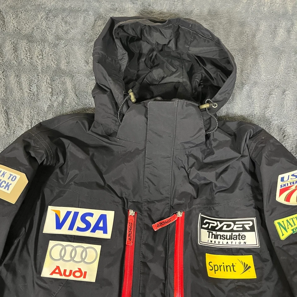 Spyder US Ski Team Mens Ski Jacket Thinsulate Hooded Black Audi Visa Sprint - Image 4 of 4