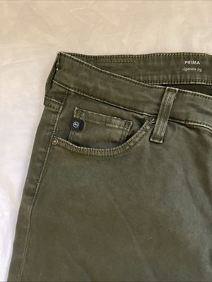 AG ADRIANO GOLDSCHMIED 'The Prima Mid-Rise Cigarette' Olive Jeans 27R