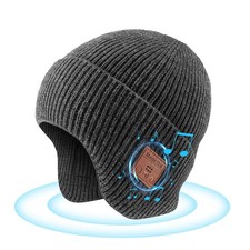 Bluetooth Beanie Hat with Headphones, Wireless Winter Built-in Dark Grey