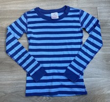 Hanna Andersson Striped Pajama Shirt Kids Size 8 130 cm Blue Organic Cotton