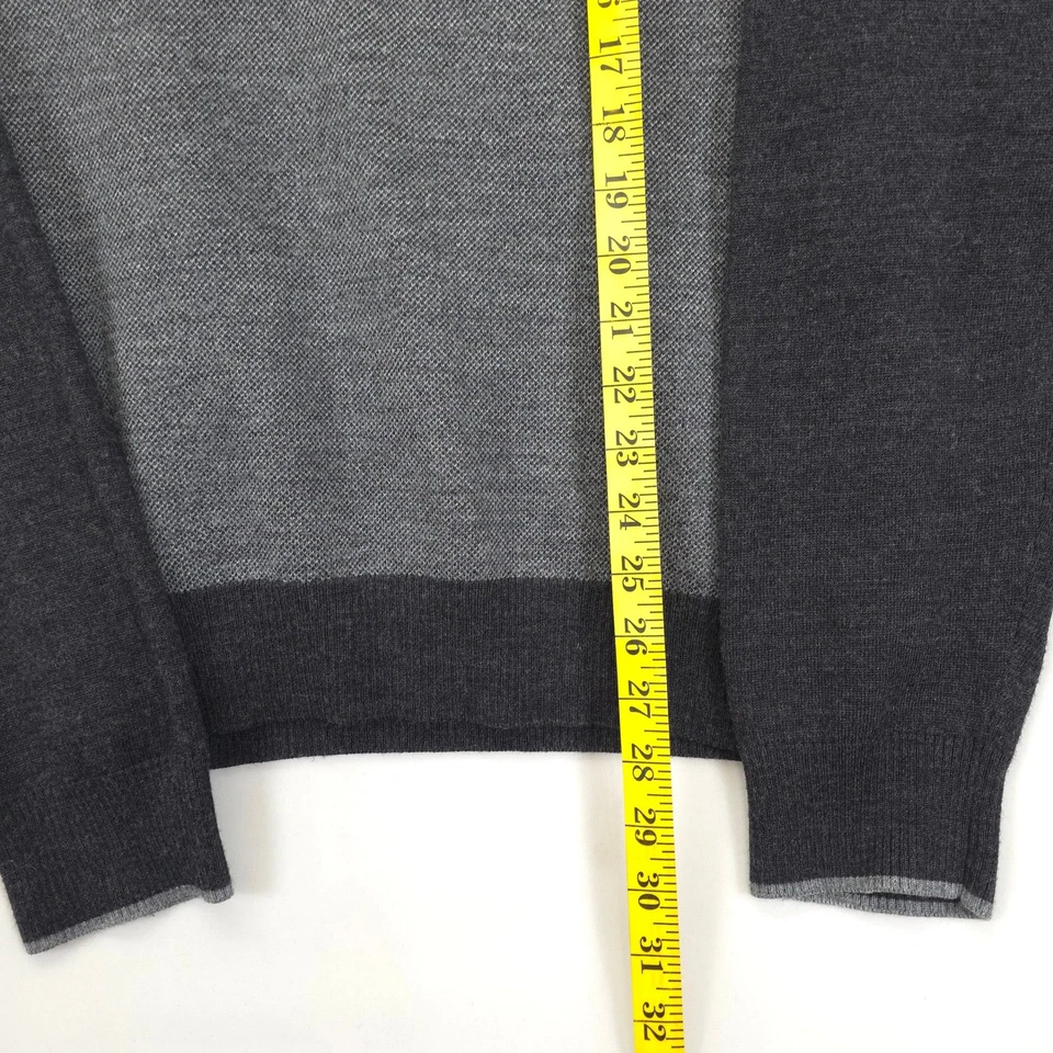 APT.9 Sweater Men XL Gray Crew Neck Colorblock Merino Wool Blend Pullover Knit - Image 3 of 4