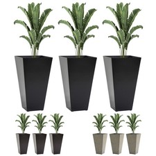 Outsunny 28" Tall Plastic Flower Pot, Set Of 3, Large Outdoor & Indoor
