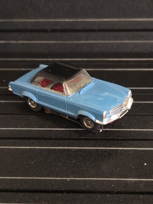1960s Faller Mercedes 230SL Slot Car Blue Black roof.
