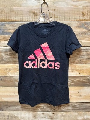 adidas Women's Amplifier Black Tee GK1599 - S, Black/Peachy Pink, F2(C526T)