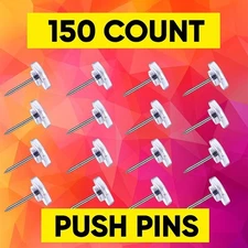 150 Count Push Pins, Clear Thumb Tacks, Flat Thumb Tacks Steel Point