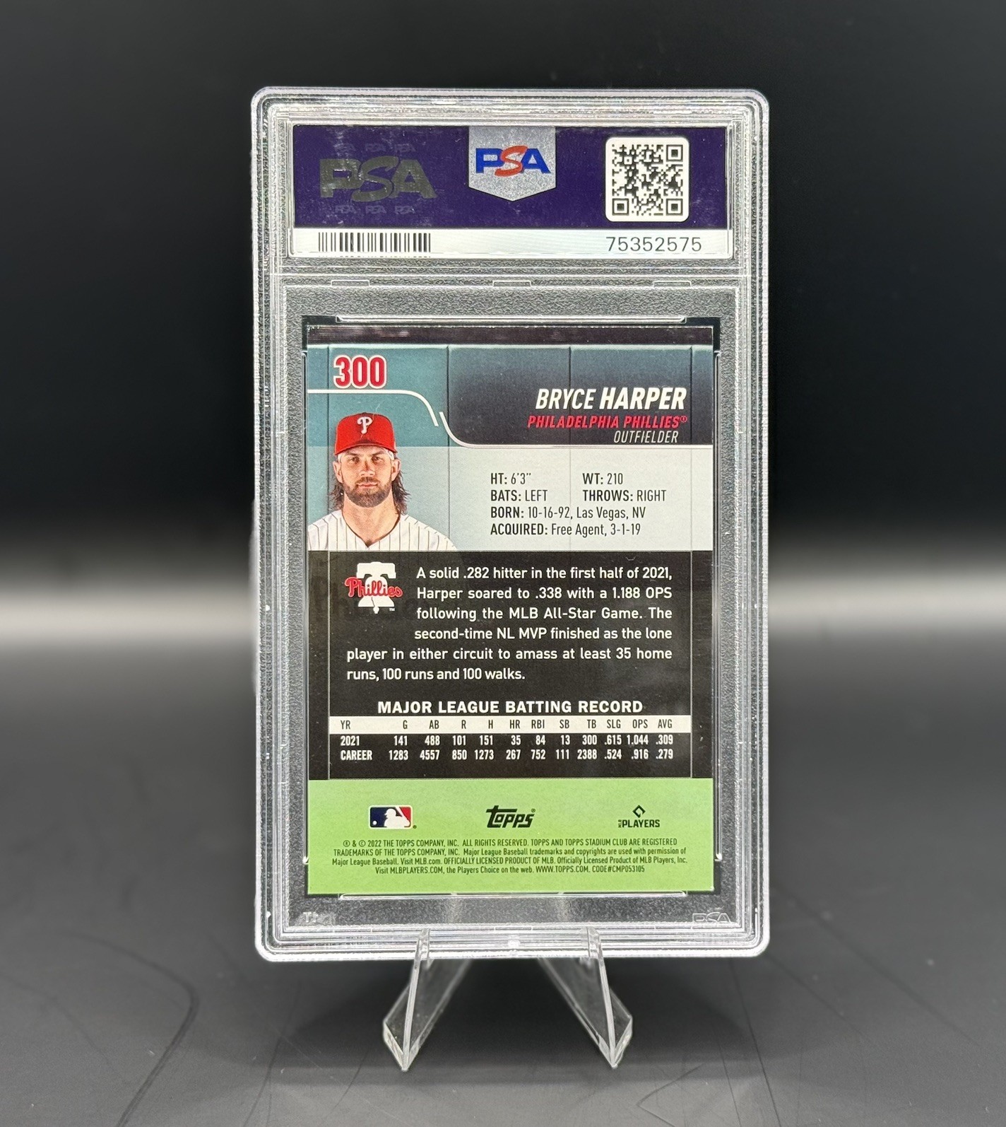 2022 Stadium Club Bryce Harper SSP Image Variation PSA 9 Mint #300 Phillies 🔥🔥 view 4