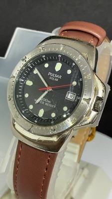 PULSAR V145-0C30 SOLAR Dial 36mm Calendar Men's Watch New Battery (Lot2775)