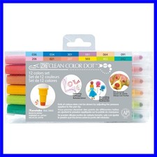 Zig Clean Color Dot Pens Water Based Marker, 12 Colors Set TC-6100/12V