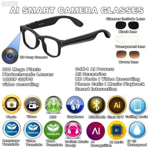 Smart Glasses Wireless Bluetooth Glasses WIFI Camera 15X Zoom Shoot