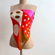 Vtg 60s 70s VERA NEUMANN Silk Scarf Mod Polka Dot Colorful Print 30"