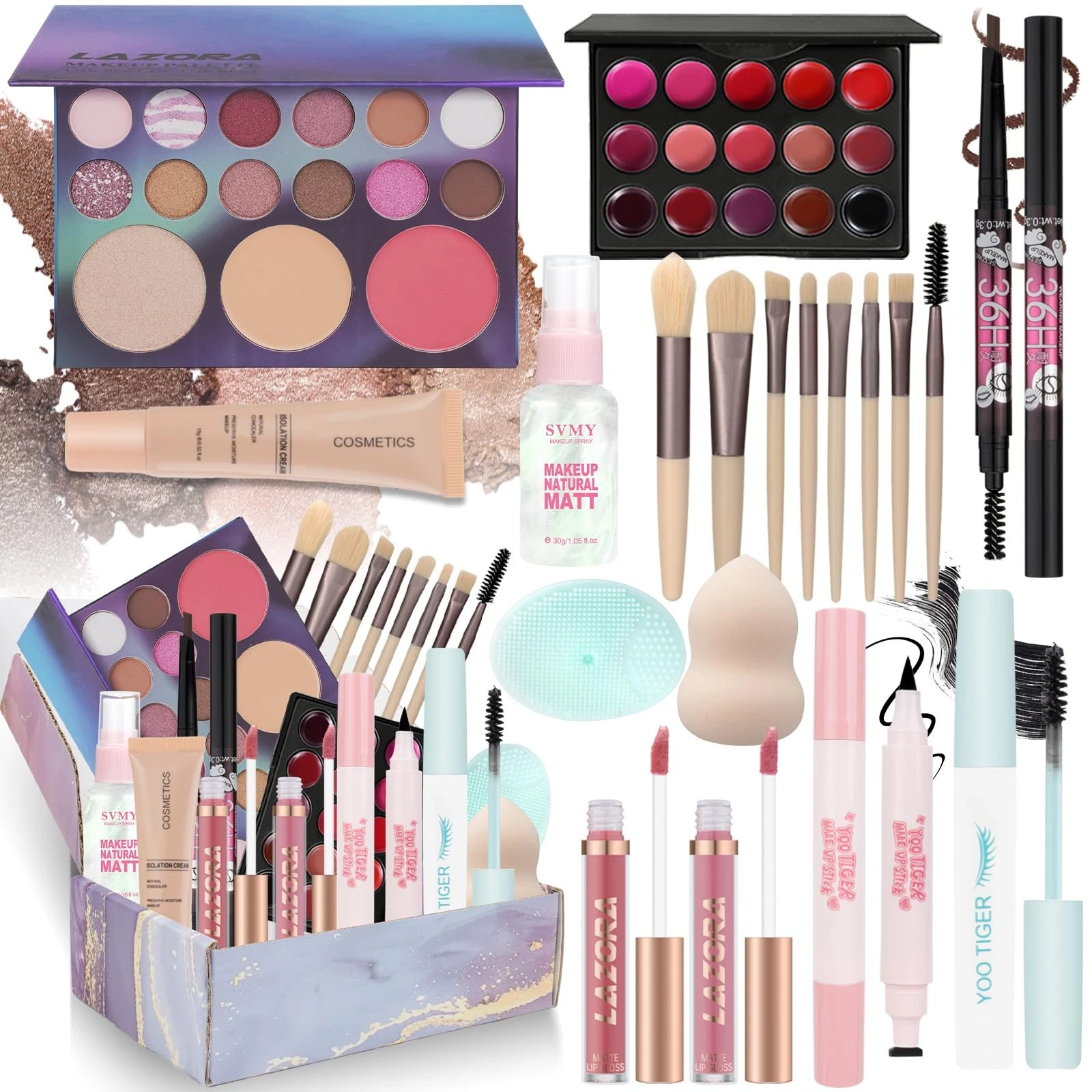 Makeup Kit Set for Teens Girls Women 15 Color Blue Aurora