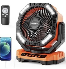Camping Fan w/ LED light Rechargeable Power Bank 40000mAh Oscillating Remote