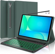 Keyboard Case with Pen Holder for Samsung Galaxy Tab S10 FE 10.9", Backlit Green
