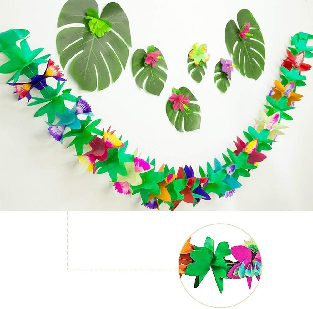 2 Pack Tropical Garland Party Decorations, 20Ft Multicolored Tissue Paper Hib...