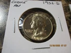 1952-D WASHINGTON SILVER QUARTER CHOICE AU       60