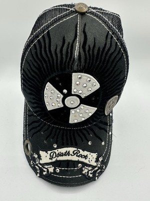 RED MONKEY LOS ANGELES  RADIATION SYMBOL DEATH ROCK  STUDDED TRUCKER HAT *RARE*