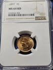 1897 Indian Head Penny MS64 RD NGC - A Choice Red Beautiful Coin!