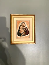 Vintage Florentine 3-D Relief Sculpture of Holy Family Christian Home Decor MINT