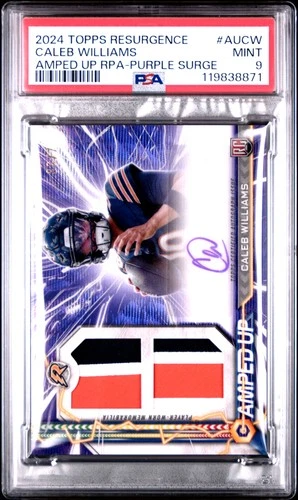 2024 TOPPS RESURGENCE AMPED UP PATCH AUTO PURPLE CALEB WILLIAMS RC /75 PSA 9