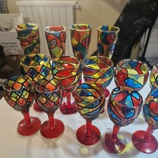 Glasbecher Set Mehrfarbig Mosaik Stil mit Deko Aufklebern