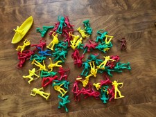 Lot Of 58 Plastic Cowboys And Indians Play Set Multicolored
