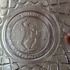 Vintage Glass Zodiac AQUARIUS Trinket Bowl Lattice Design Astrology — photo 2