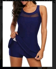 Zando Women's Plus Size One Piece Swimsuit Size 20 Navy Tummy Control