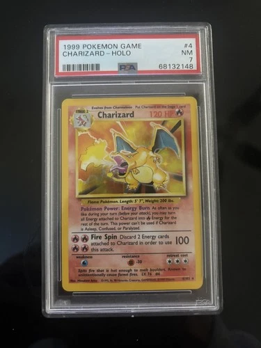 Pokémon TCG Charizard Base Set Holo Rare Dragon 120 HP 100 Attack PSA 7 004/102