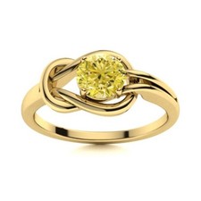 5MM Round Yellow CZ Infinity Love Knot Ring 925 Sterling Silver Gold Plated